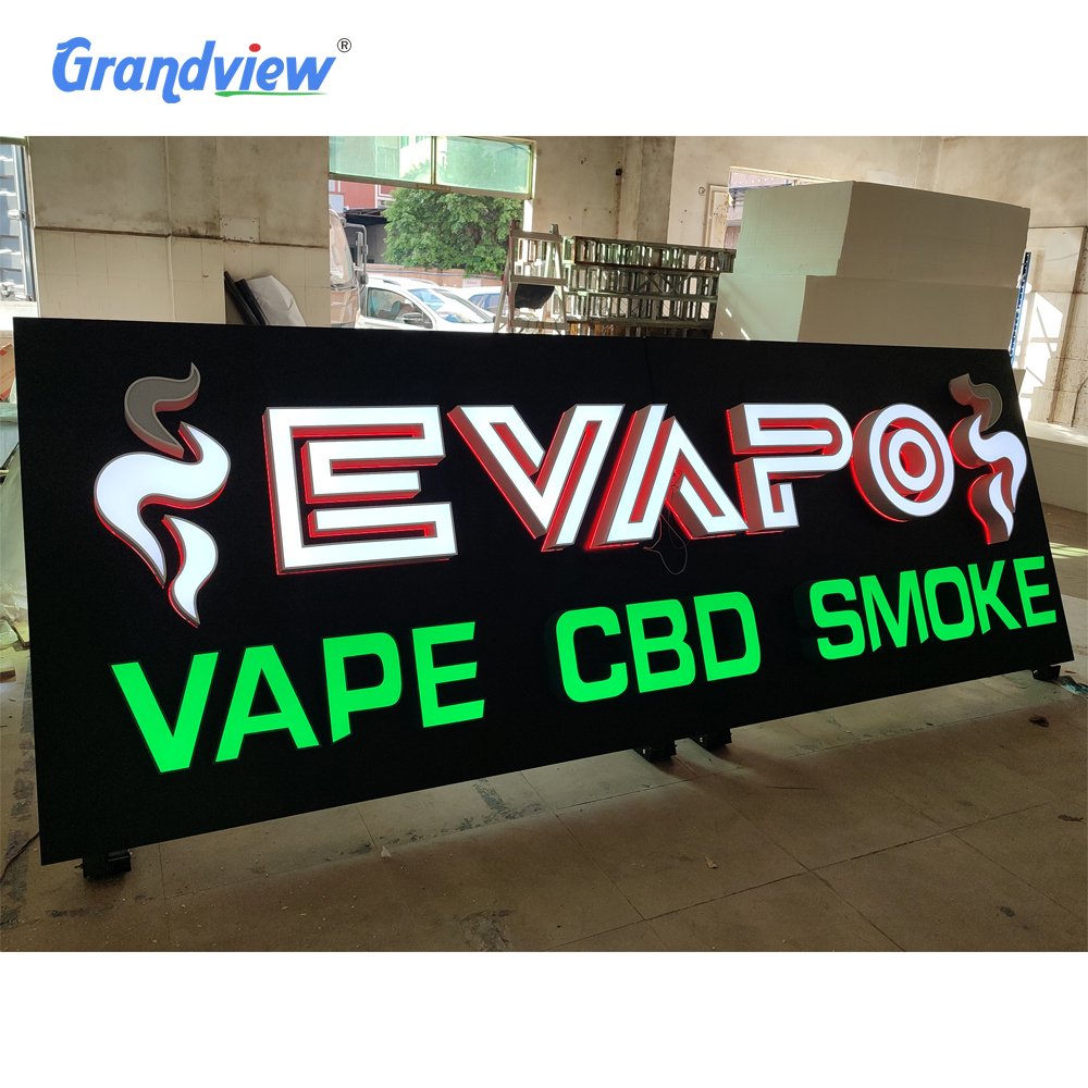 Outdoor Business Front Logo Sign 3d Led Light Channel Letter Brush Painted Metal Custom 3d Logo Led Sign with Signboard Back Box
