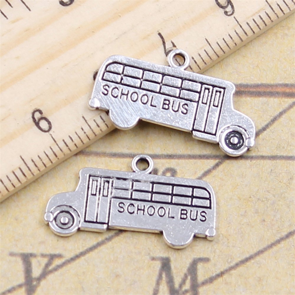 Charms School Bus Car 13x23mm Handmade Making Fit,Vintage Tibetan Silver Color Pendants,DIY for Bracelet Necklace