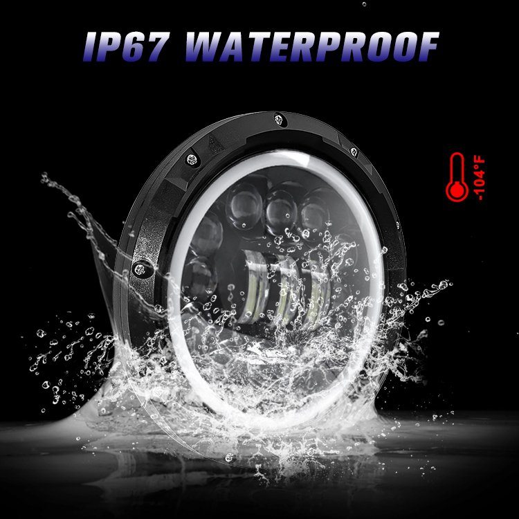 Car Accessories 7inch Round Led Headlight 60W Led Spotlight Fog Driving Lamp Angel Eye Motorcycle Headlight for Wrangler JL JK