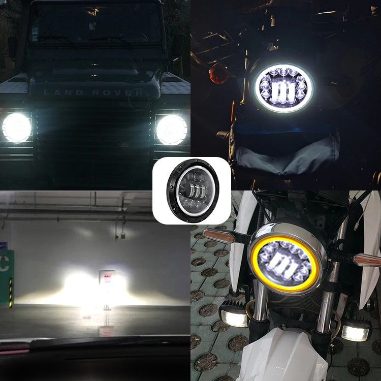 Car Accessories 7inch Round Led Headlight 60W Led Spotlight Fog Driving Lamp Angel Eye Motorcycle Headlight for Wrangler JL JK