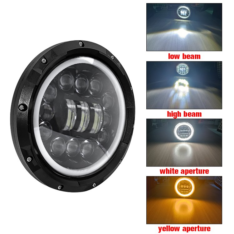 Car Accessories 7inch Round Led Headlight 60W Led Spotlight Fog Driving Lamp Angel Eye Motorcycle Headlight for Wrangler JL JK