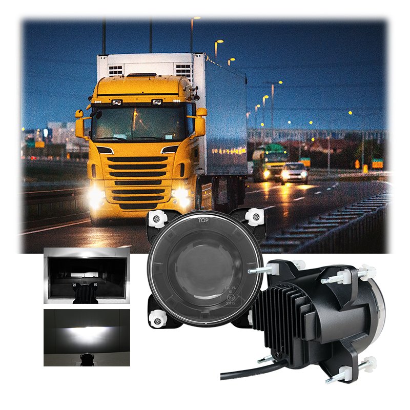 ECE R112 Approval LED Headlight 90mm Low Beam With Parking Light Led Work Lamp for City Bus Truck Tractor