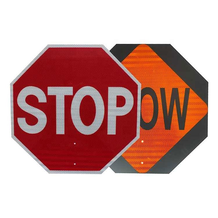 Toowin Custom Aluminum 3M Reflective Traffic Road Safety Signs Roadway Warning Sign Board Handhold Stop and Slow Signs