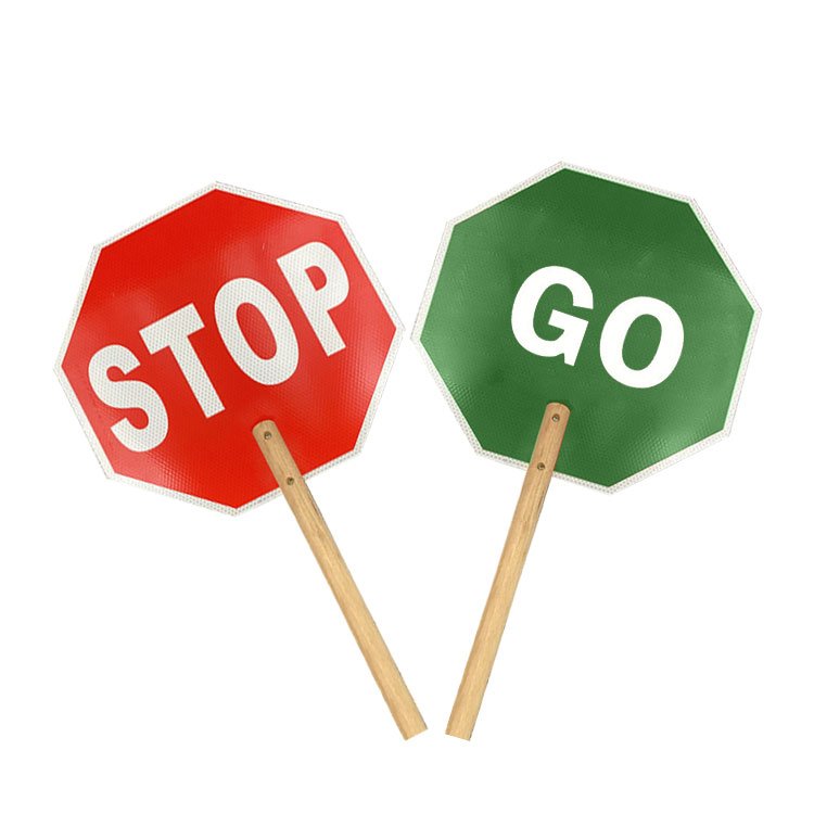 Toowin Custom Aluminum 3M Reflective Traffic Road Safety Signs Roadway Warning Sign Board Handhold Stop and Slow Signs