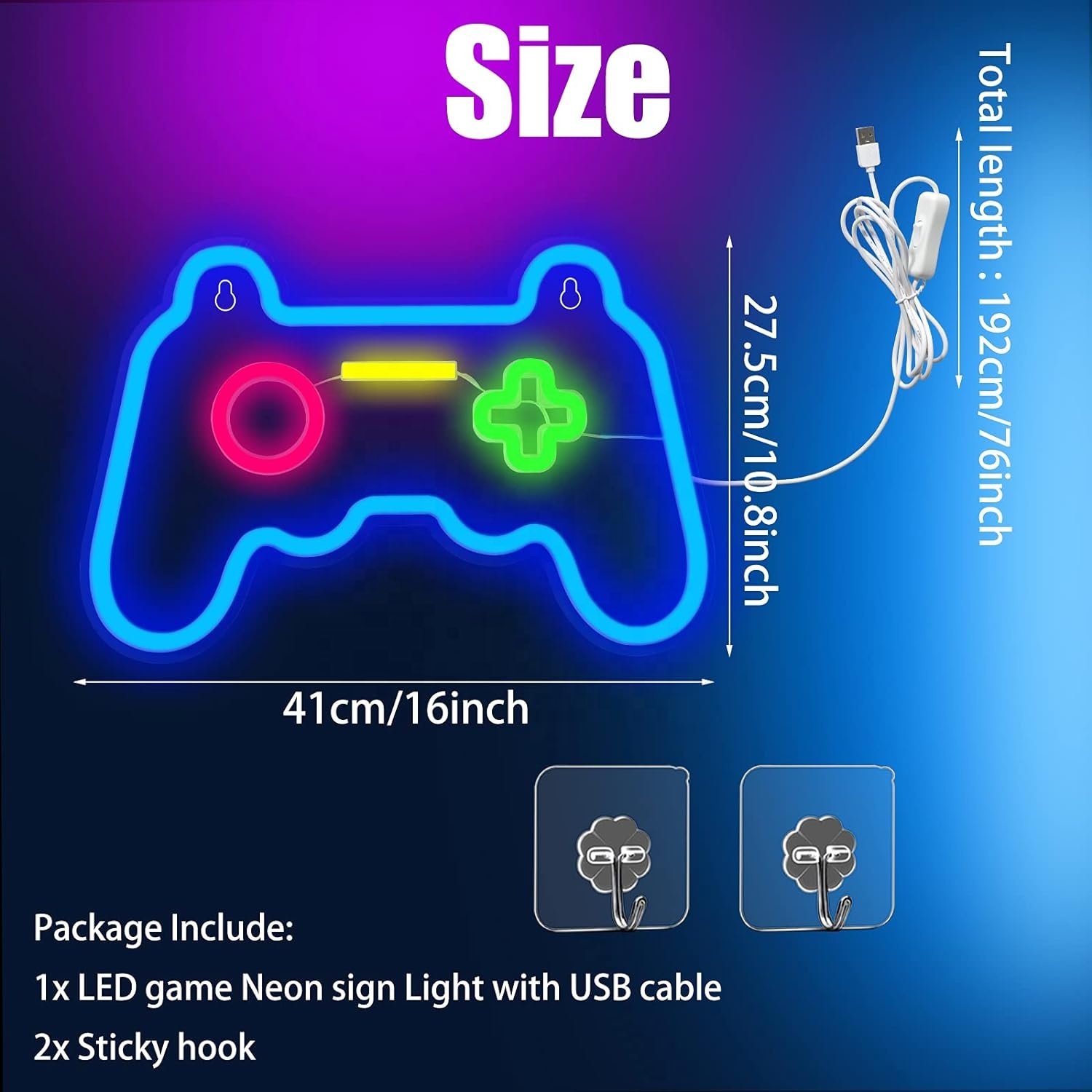 Custom Neon Led New Generation Electronic Sign for Children & Teens Light-Up Neon Gamepad Shape for Room Decor