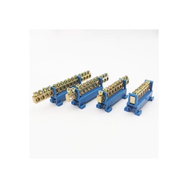 Hot Sale Neutral Brass Bar Electrical Earth 8 Holes With Screw on DIN Rail High Quality 100A Terminal Block Plastic Housing