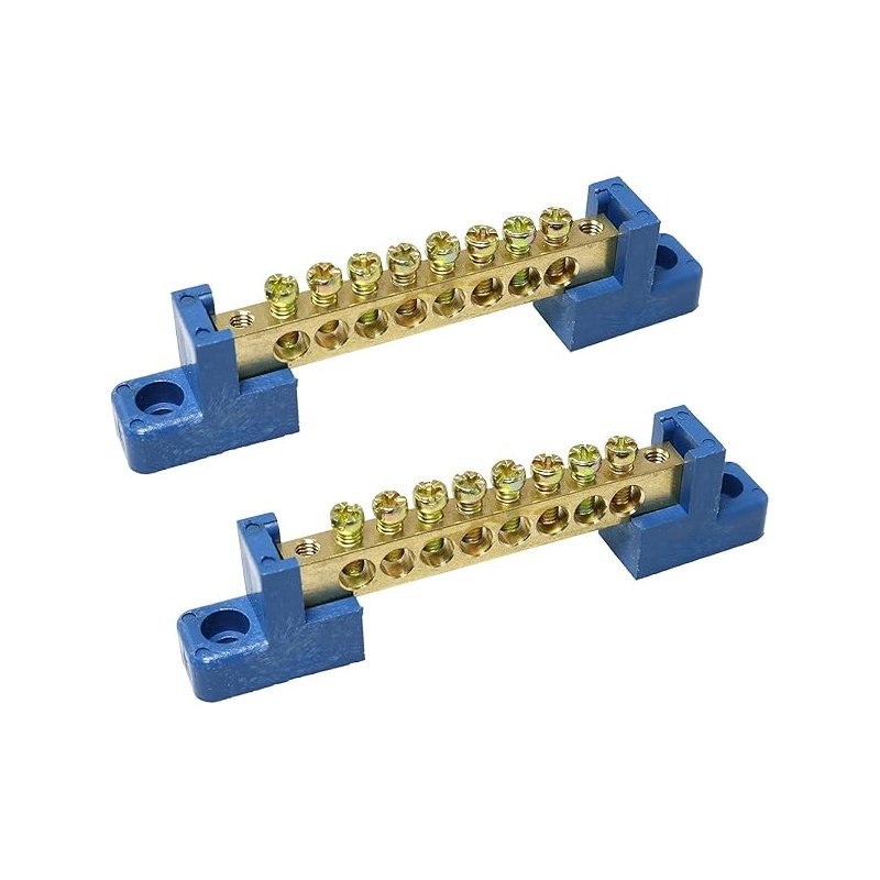 Hot Sale Neutral Brass Bar Electrical Earth 8 Holes With Screw on DIN Rail High Quality 100A Terminal Block Plastic Housing