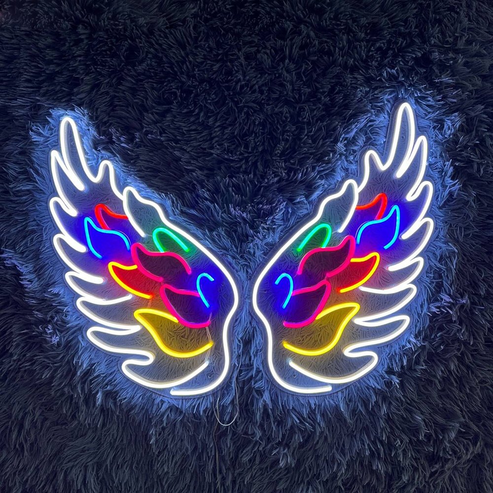 Drop Shipping Fashion Lighting Warm White Big Angel Wings Custom Led Neon Sign for Party Bar Decoration