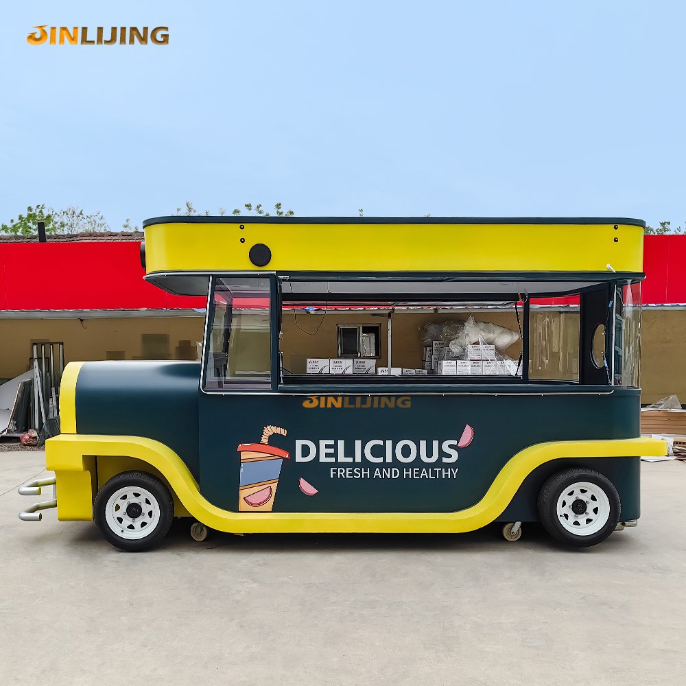 JINLIJING Custom New 16ft Coffee Trailer Fast Food Cart Outdoor Mobile Bus Food Trucks With Full Kitchen