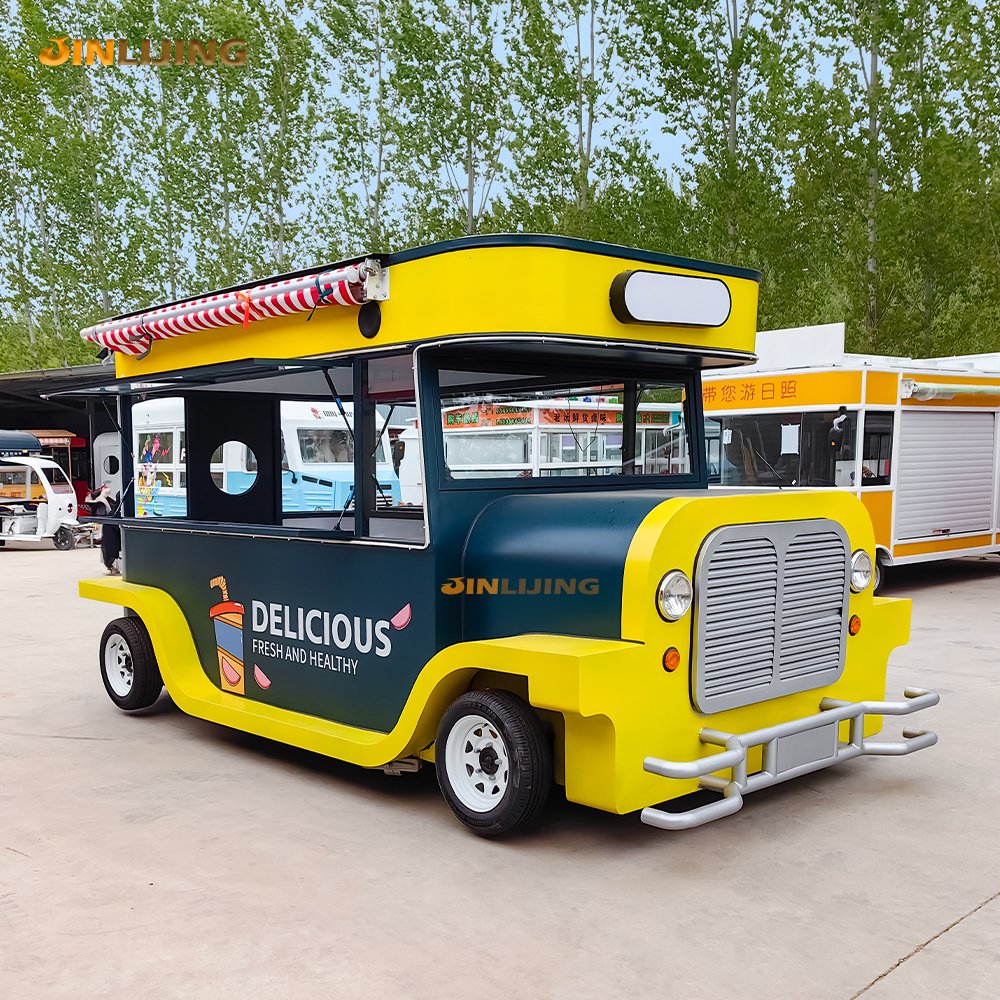 JINLIJING Custom New 16ft Coffee Trailer Fast Food Cart Outdoor Mobile Bus Food Trucks With Full Kitchen