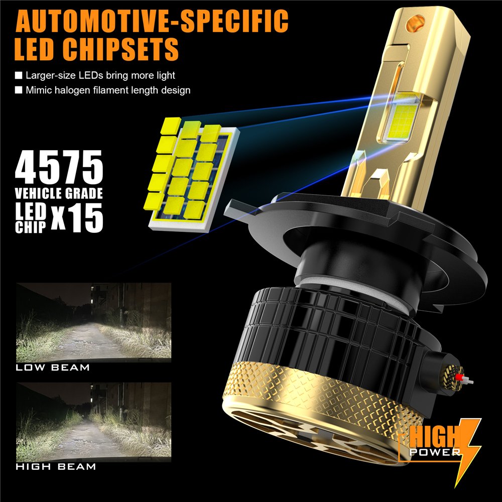 Auto H4 12V CSP LED Fog Light High Quality 4575 Chip Headlight Bulbs in 6000K Cool White Aluminum 24V for New H1 H7 H11 Cars