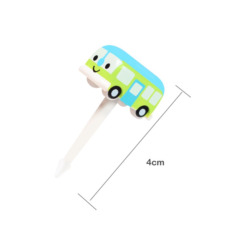 Cartoon Car Bus & Taxi Silhouette Design Cute Small Silicone Fruit Fork for Kids Beto Pick Lunch Utensil Safe for Kids Use