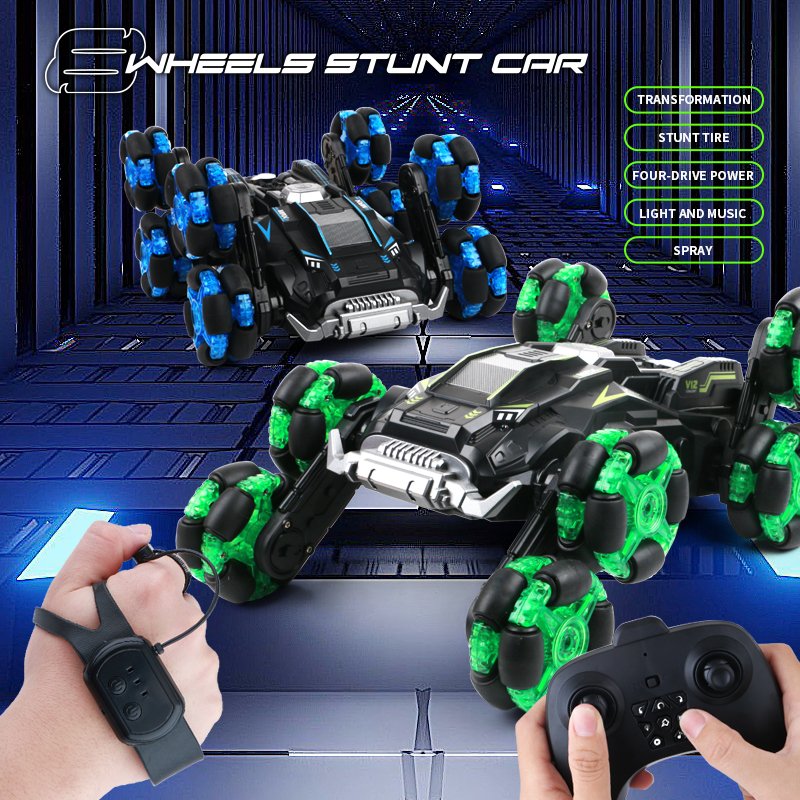 8 Wheel Deformation Radio Control Toy 360 Stunt Hand Gesture Rc Car with Spray