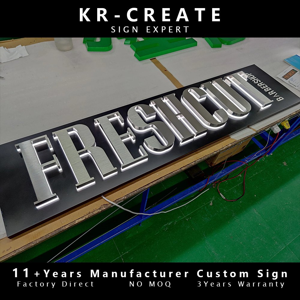 High Quality Custom Shop Storefront Metal Logo Sign Luminous Letters Business Reception Sign