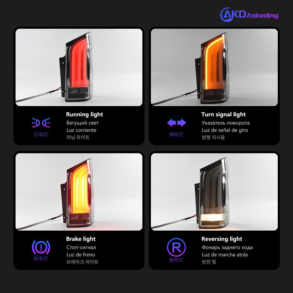 Car Lights for Benz Vito Led Tail Lamp 2014-2021 W447 Dynamic Signal Tail Light Animation Rear Stop Brake Reverse Accessories