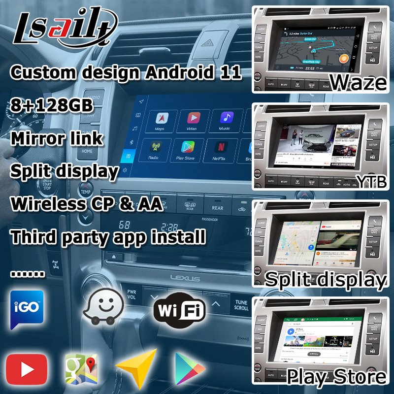 Qualcomm Base 8+128GB Android 13 Carplay Android Auto Interface Box for Lexus GX460 2014-2021 Video Interface by Lsailt