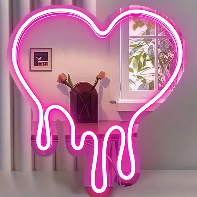 Rebow Free Design Silicone Acrylic Custom Neon Name Sign Logo Pink Love for Wedding Anniversary
