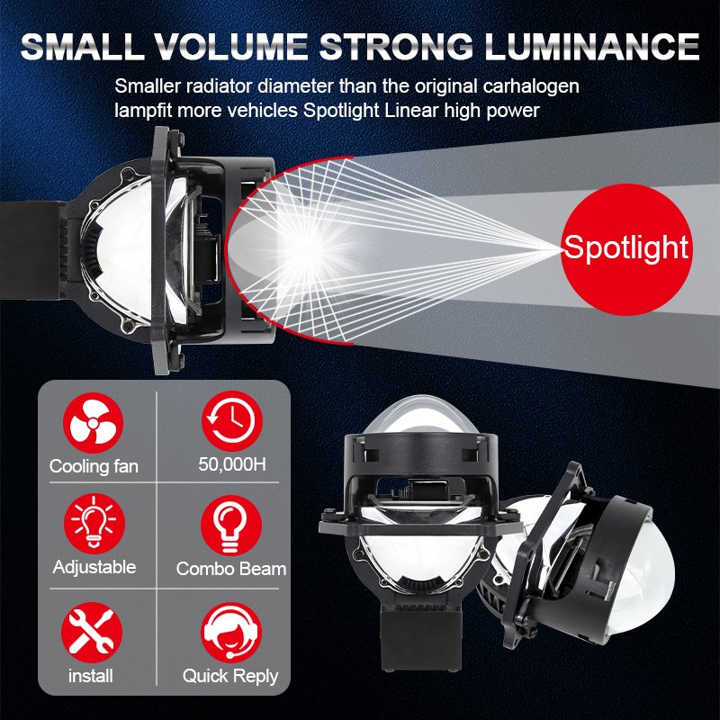 A9 Lens Faro Led Headlights for Car 3 Inch Laser Lens Led Projector Headlight Focos Led Para 6000k RHD LHD 3'' Lens Lamp 12v