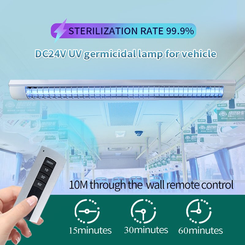 Bus Truck Subway Trains Ambulance Food Freezer High Rails Air Purify Uv Uvc Lights Lamps Bulb 254nm With Remote Control
