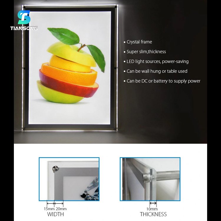 Menu Display Light Box Super Slim Crystal Lightbox Custom Ultra Thin Aluminum Exhibition Lightbox