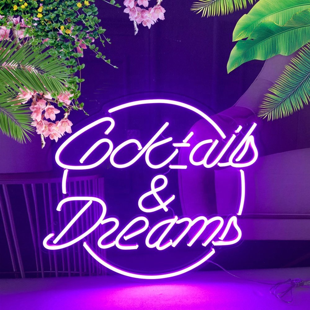 Koncept Drop-shipping New Arrival Custom LED Acrylic Letter Light Bar Shop Advertising Cocktails & Dream Party Neon Sign