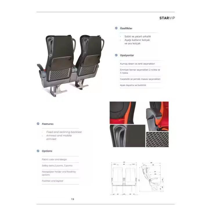 Low Cost Universal Removable Portable Passenger PVC Leather Fabric Aluminium Handle Armrest Bus Belt VIP Seats for Cars