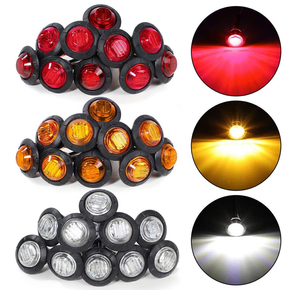 3/4 Inch Side Marker Light Led Red, Side Marker Lights for Truck, Side Marker Lights for Truck Car Bus Trailer Car Suv