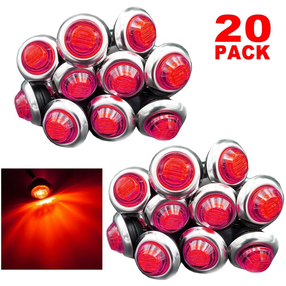 3/4 Inch Side Marker Light Led Red, Side Marker Lights for Truck, Side Marker Lights for Truck Car Bus Trailer Car Suv