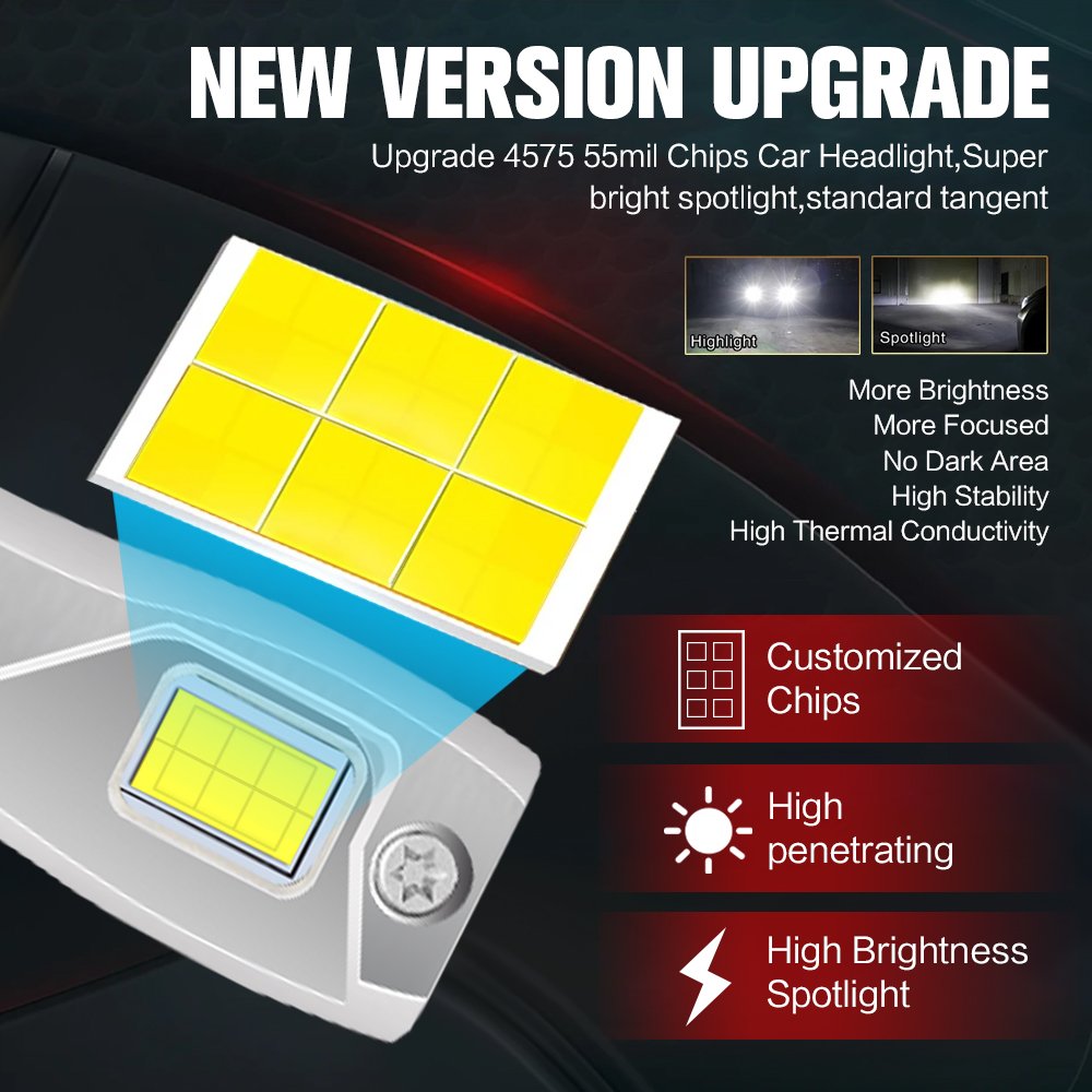 High Power Single Colors 6000K V9 200W 40000LM Car Led Headlight Flip Chip H4 9005 H3 9012 880 Led Fog Light