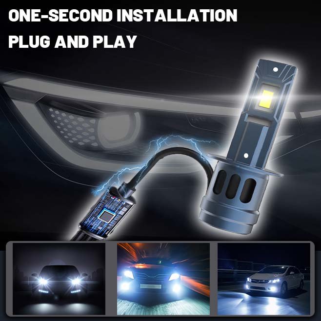 A10 Super Bright Play and Plug Fan Cooling H1 H4 H7 9005 9006 H11 Car LED Headlight Bulb 6000K Led Fog Bulb