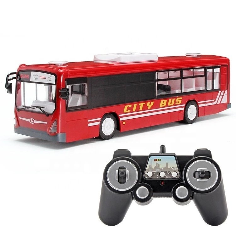 Chic E635-003 RC Car Realistic Sound Light/One-button Remote Controlled City Bus From Double E Toys for Kids Christmas Gift