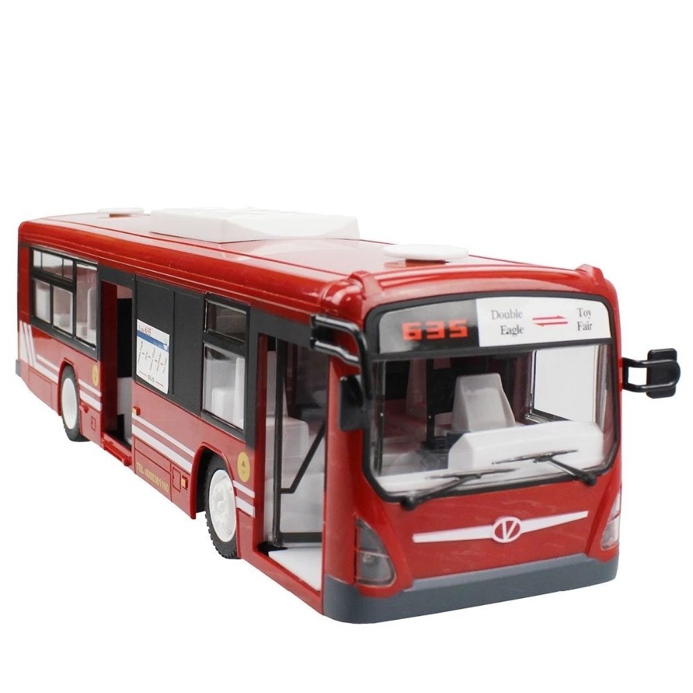 Chic E635-003 RC Car Realistic Sound Light/One-button Remote Controlled City Bus From Double E Toys for Kids Christmas Gift