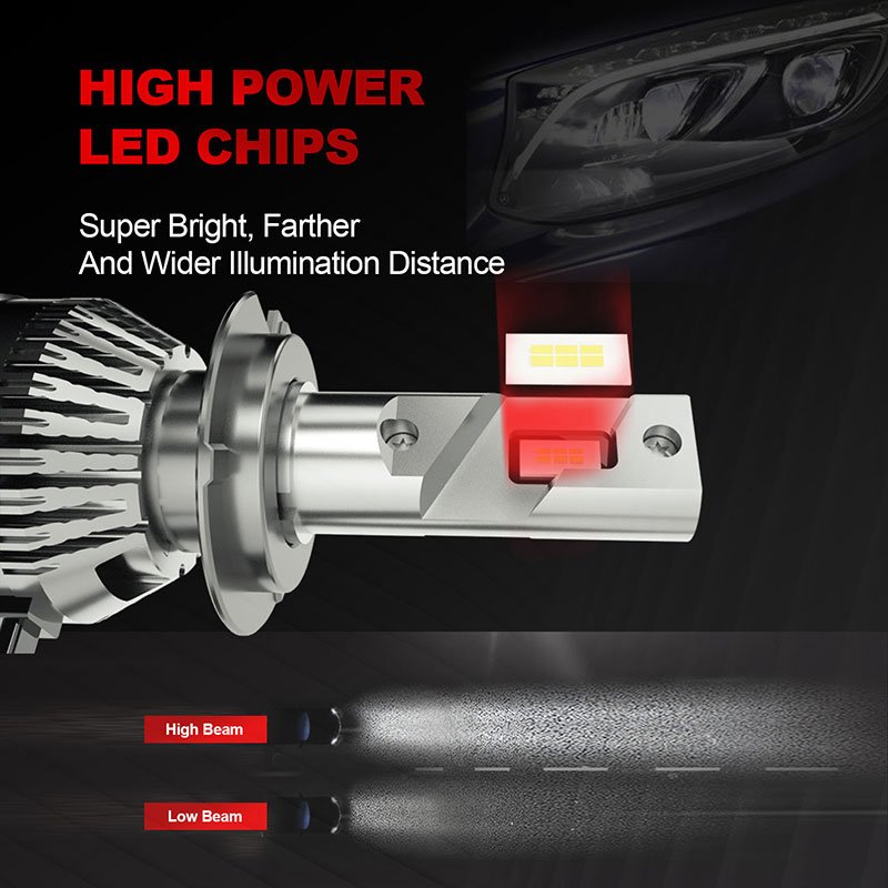 Hot Sale 72w 6000k H4 Led Car Light Bulb Mini H3 H11 9005 9006 H7 Super Bright Car Dual Led Headlight Bulb H1
