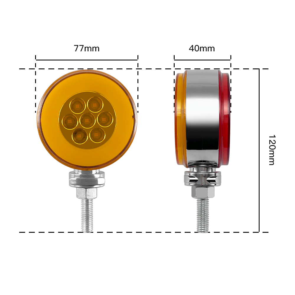 Hot sale Red Amber 3-inch Round Double Face Truck LED Side Lights Dual Color Strobe Bus Lights