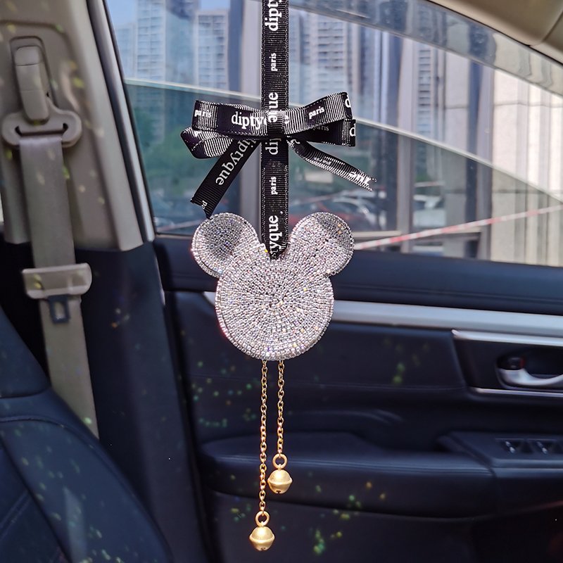 Cartoon Headcar Pendant in Car Pendant Rearview Mirror Net Red Car Decoration Inlaid with Diamond Creativity