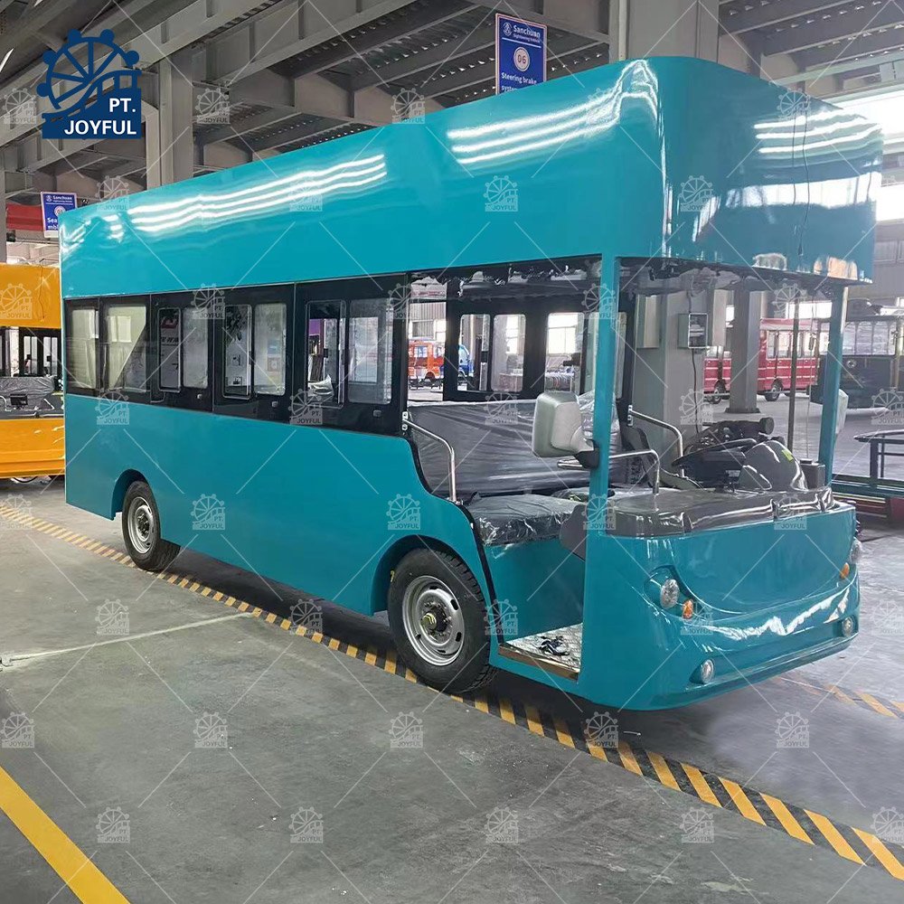 Joyful 18 Seat 72V Double Decker Tourist Car Electric Vehicle Bus Sightseeing