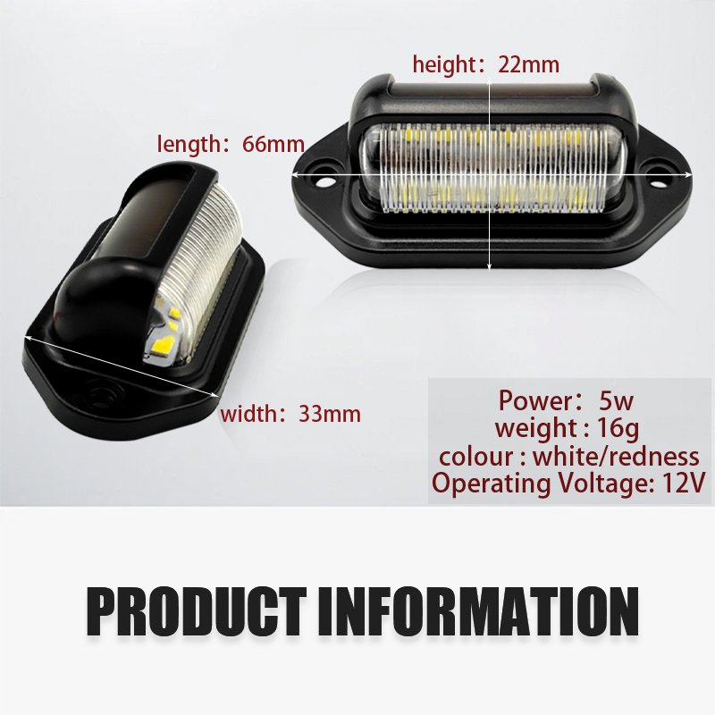 12V-24V LED Exterior License Plate Tail Light Interior Courtesy Side Marker Lamp for Truck SUV Trailer Van RV Boats Buses