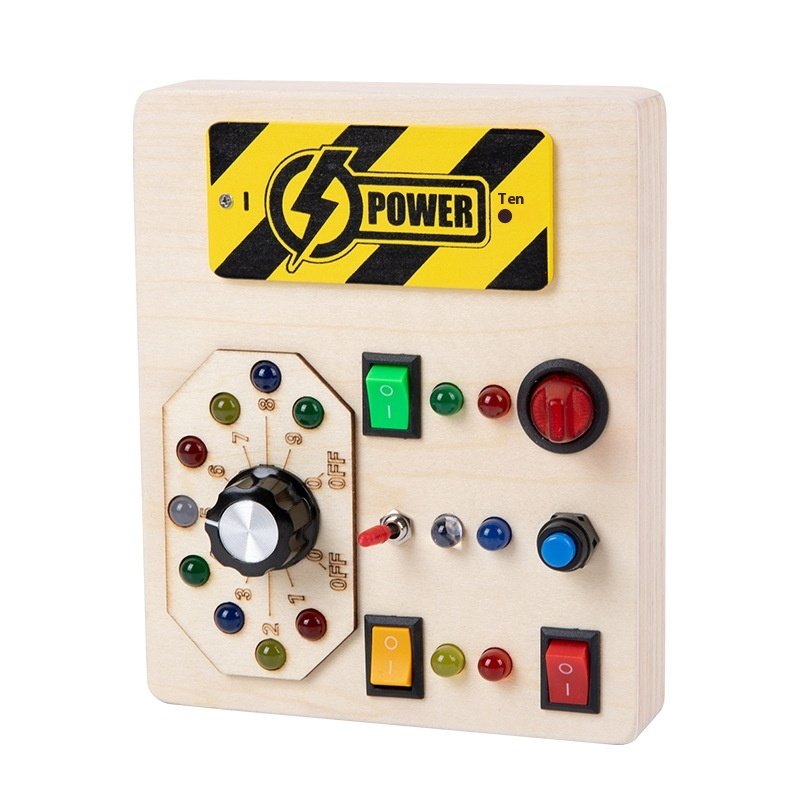 Hot-Selling Unisex Busy Board Toy with LED Light Socket Switch Early Education Hands-On Wooden Toy for Children