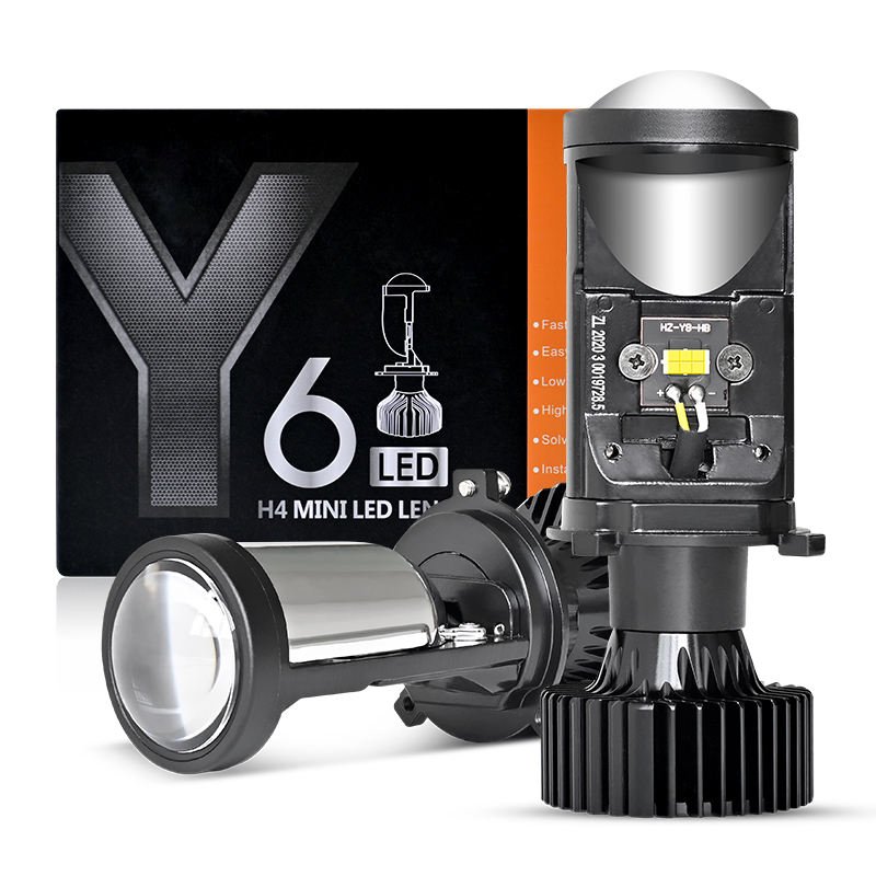 Popular High Beam Low Beam 30000LM Car Y6 H4 Mini Bi-led Projector Lens LED Headlights H1 H4 H7 H11 Bulb Projector Headlight