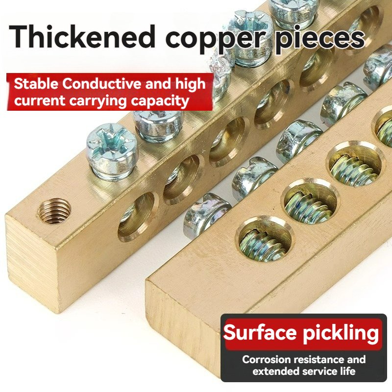 High Grade Brass Neutral Links and Copper Earth Bus Bar 12 Holes Terminal Blocks Links for Earthing Accessories