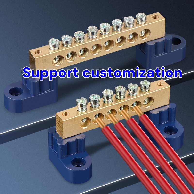 High Grade Brass Neutral Links and Copper Earth Bus Bar 12 Holes Terminal Blocks Links for Earthing Accessories