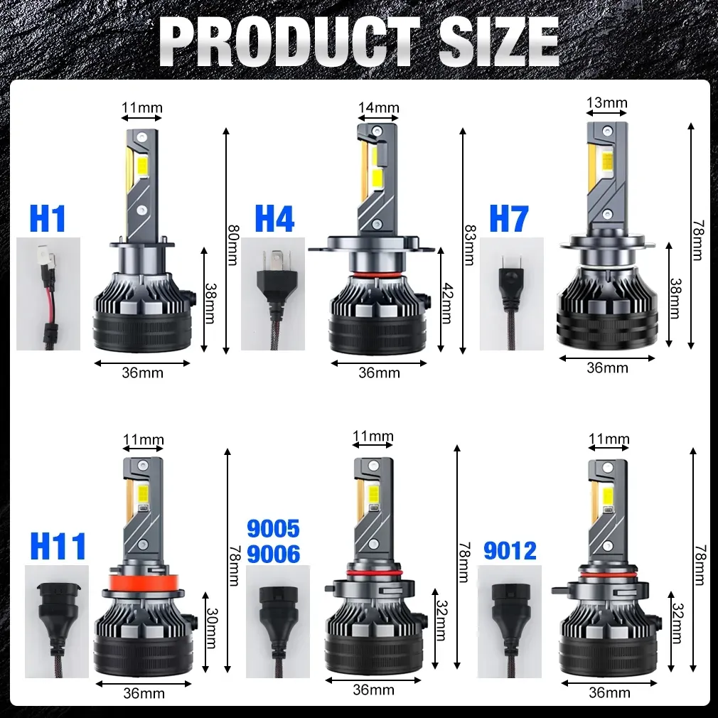 High Power 200W Canbus Led Headlight CSP 3570 Chip H7 H11 H4 9005 9006 Car Headlamp