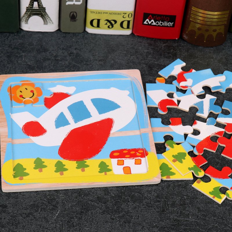 Best Selling Kids Animal Jigsaw Toy 16 Pieces of Wooden Cartoon Puzzle Other Early Educational Toys for Children 3-6 Years Old