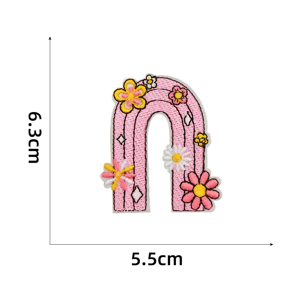 Hot Sale New Orange Color rainbow Peace Sign Iron on Embroidered Clothes Hat Patches