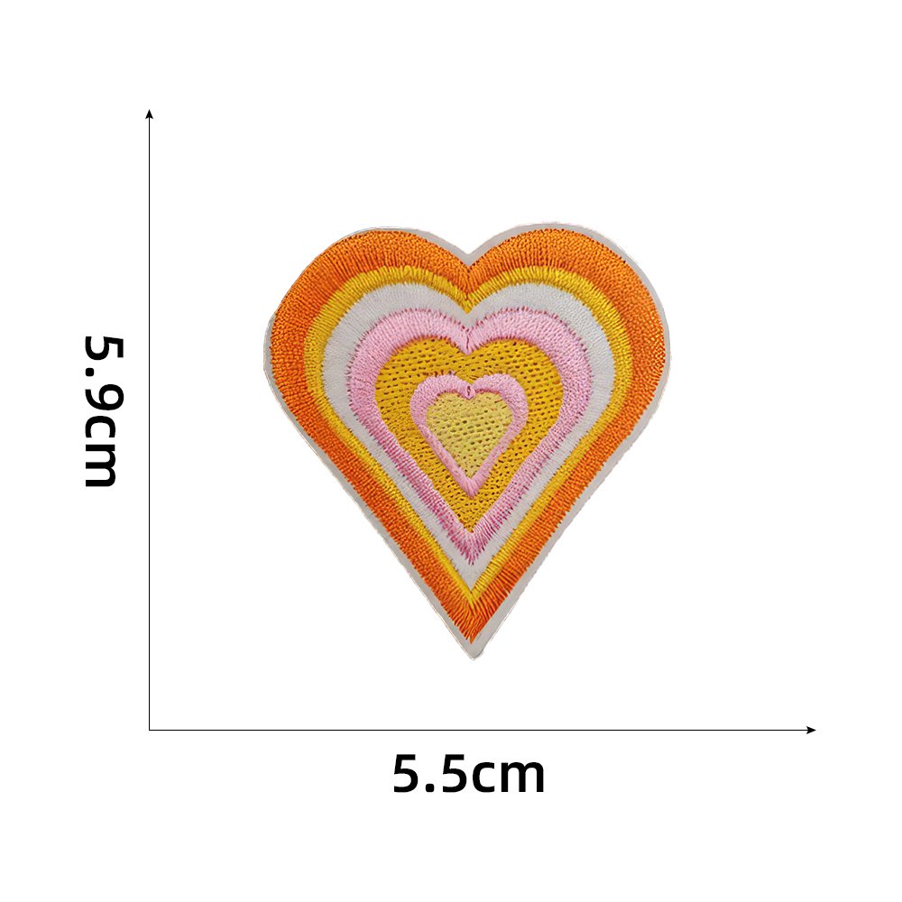 Hot Sale New Orange Color rainbow Peace Sign Iron on Embroidered Clothes Hat Patches
