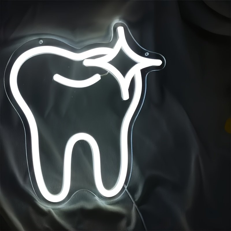 Neon Sign Tooth Decor Dental Office Light Dentist Accessories Decoration Signs Smile Wall Art Neon Dentist Balloon Dental