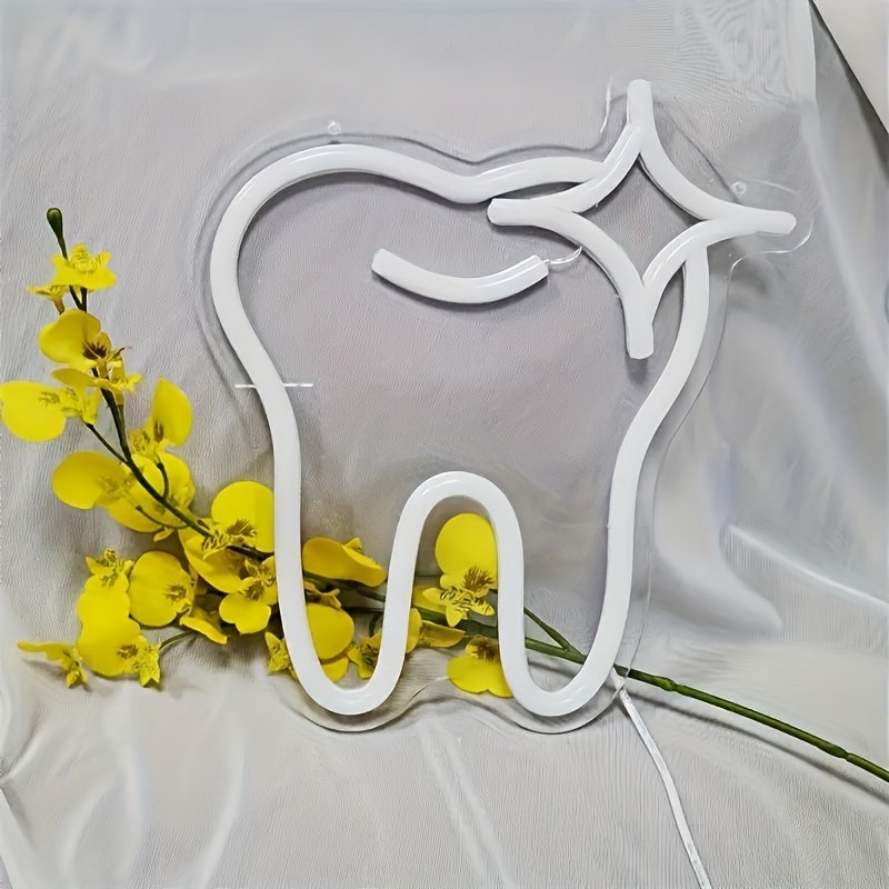 Neon Sign Tooth Decor Dental Office Light Dentist Accessories Decoration Signs Smile Wall Art Neon Dentist Balloon Dental
