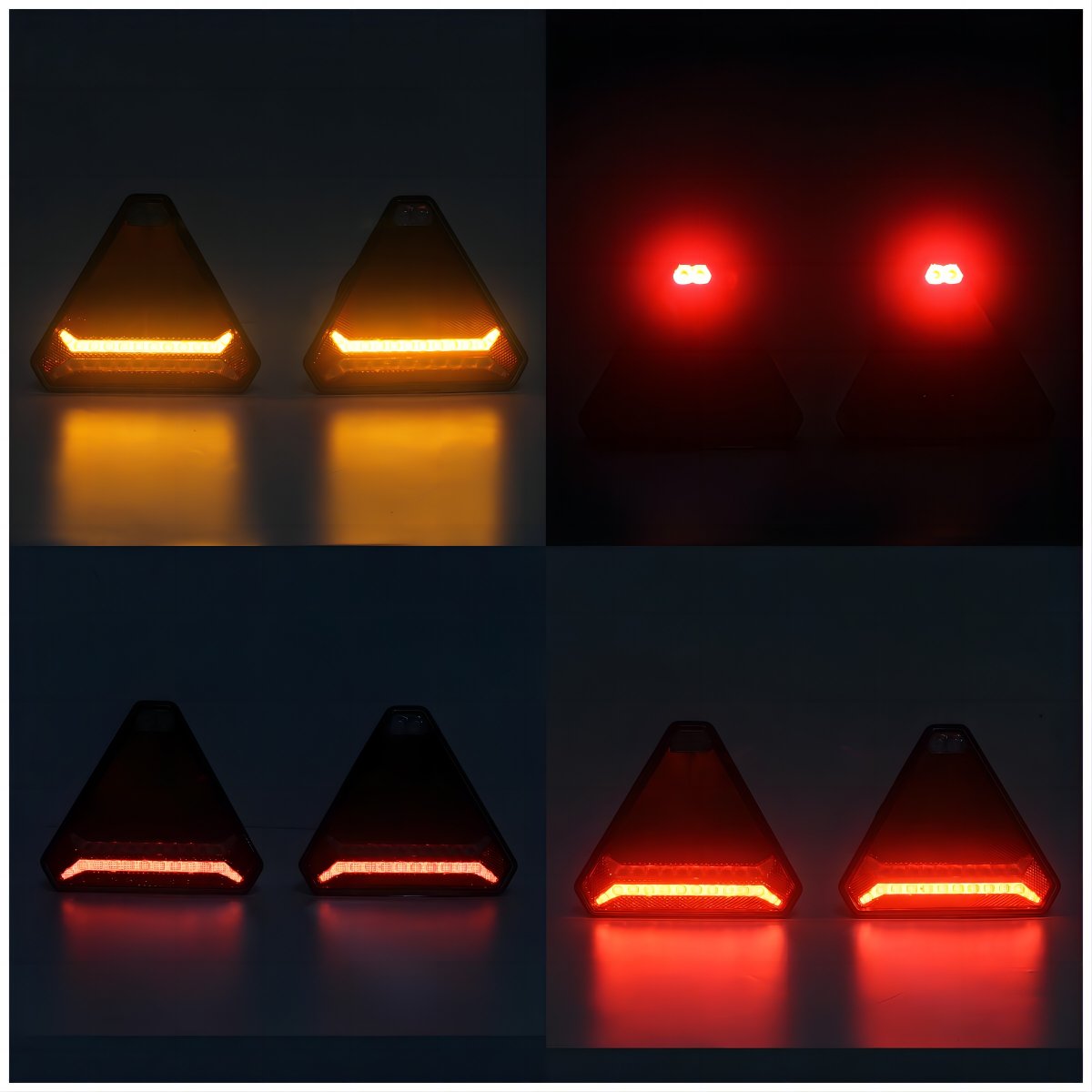 Emark LED Combined Triangles Truck Tail Light Kit Screw Mounting 12V 24V Rear Position Indicator Fog Brake Lights and Reflector