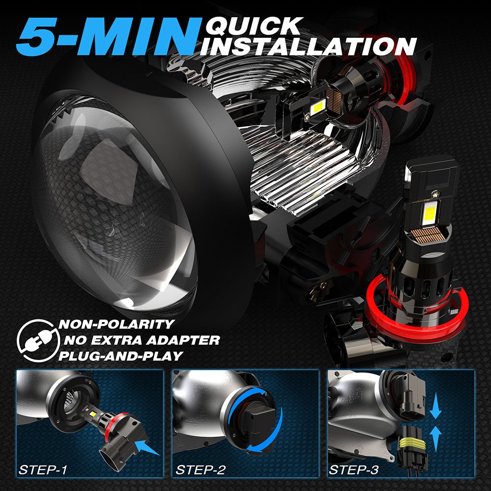 Super Bright 80W 8000lm H11 H4 H7 LED Auto Headlights Bulb 12V 1:1 Canbus Compatible Mini 6000k 9005 9006 9012 H11 H4 H7