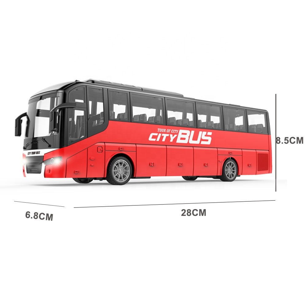Double Decker Bus RC Bus Model 2.4ghz 4 Channels Remote Control Bus Toy with Head Lights and Rubber for Kids Electric Plastic